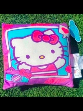 Hello Kitty Square Pillow - Purple, Turquoise & Pink NEW